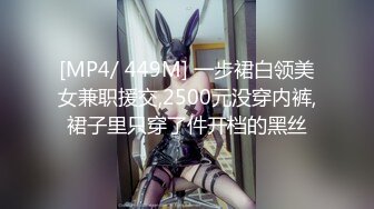 [MP4/ 449M] 一步裙白领美女兼职援交,2500元没穿内裤,裙子里只穿了件开档的黑丝